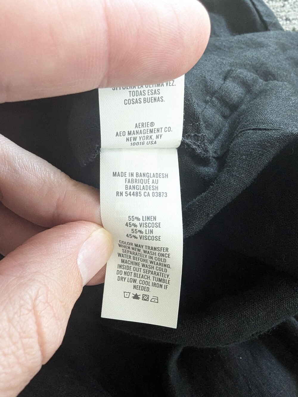 Aerie High-Waisted Wide-Leg Linen-Blend Pants Black Breathable Vacation Beach - Picture 7 of 8